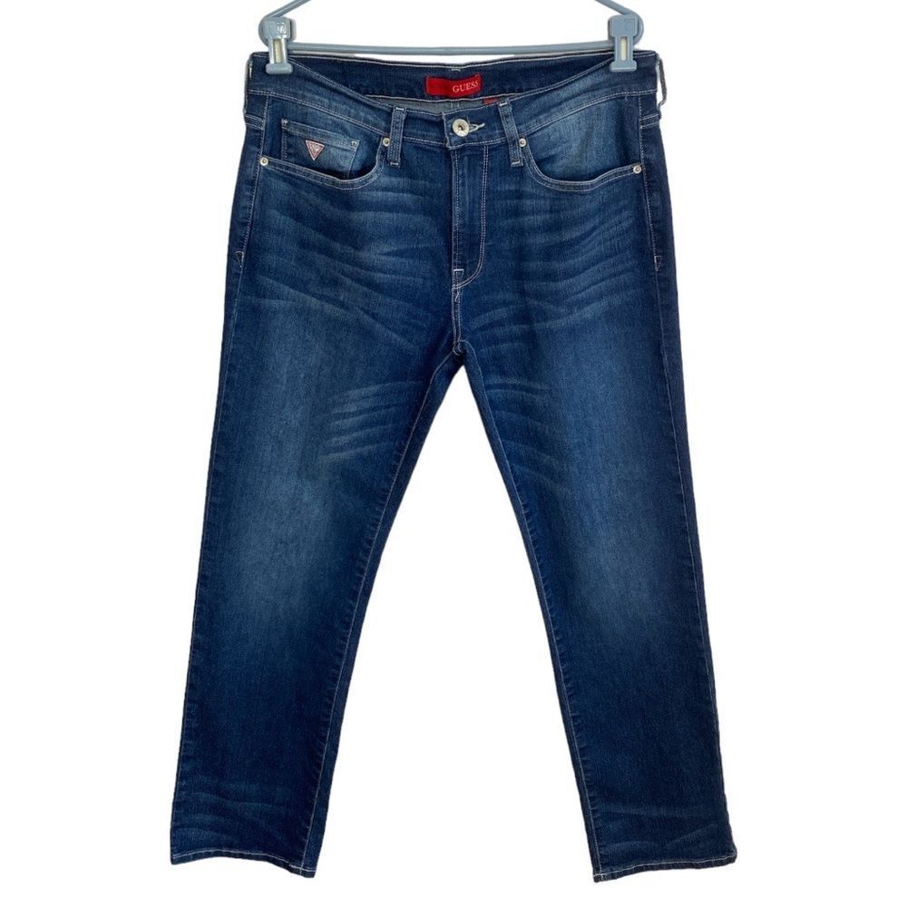 GUESS Men’s Lincoln Slim Straight Dark Wash Denim Jeans Size 34 x 30